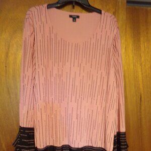 NWT Alfani Long Sleeve Pink & Black Tunic Top size 3X